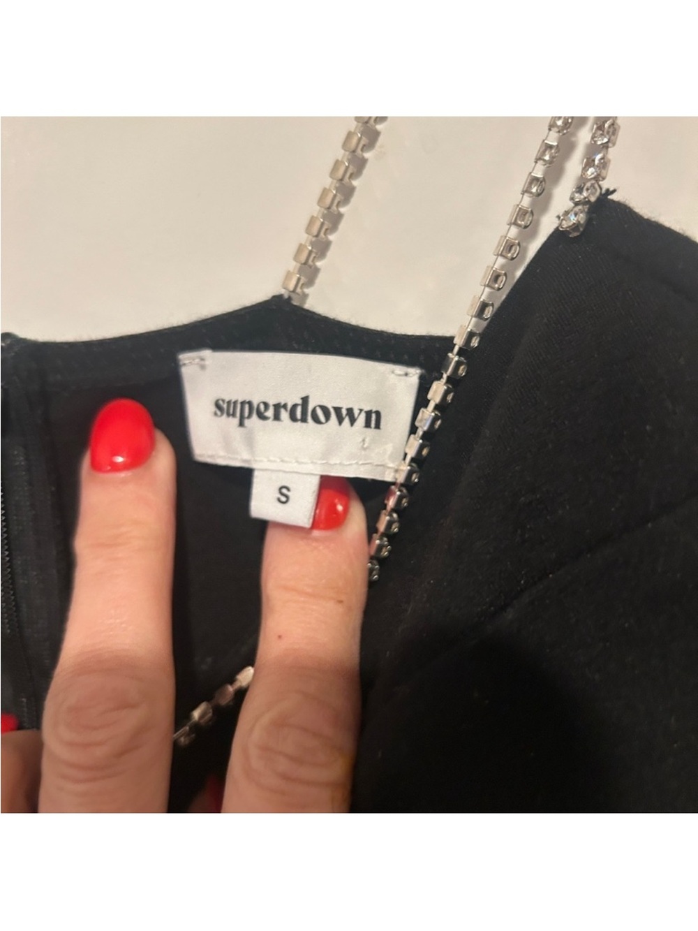 superdown Black Rhinestone-Strap Mini Dress - Picture 4 of 4
